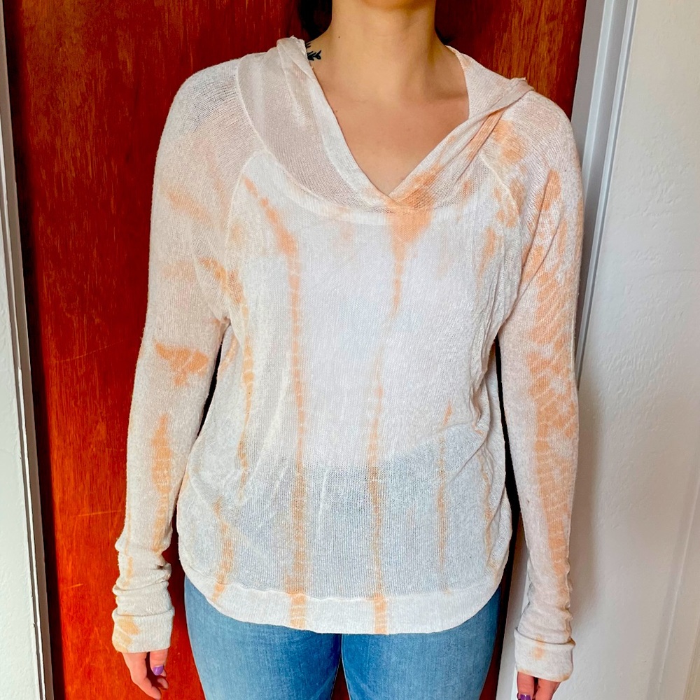 LA HEARTS SWEATER LIGHTWEIGHT HOODIE PEACH/CREAM